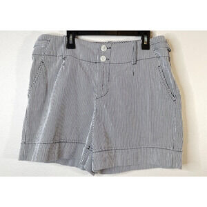 Madison Womens Seersucker Shorts Size 12 Navy Blue & White Stripe High Waist